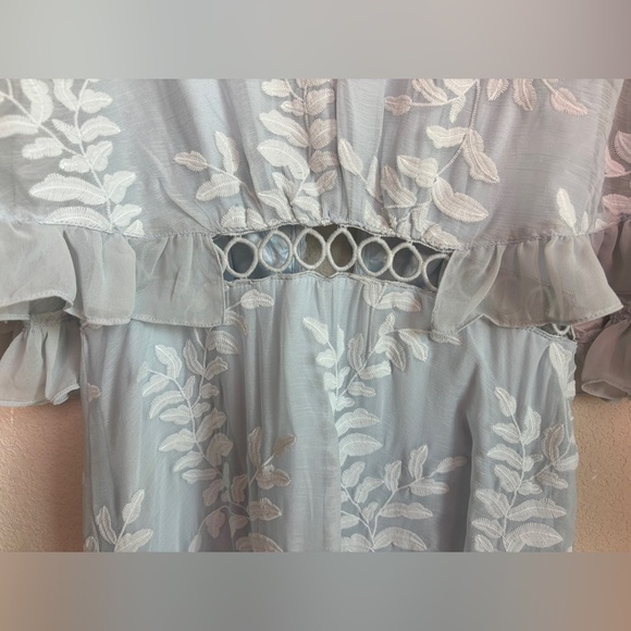 NWT Selfie Leslie Caspar Leafy Baby Blue Eyelet Embroidered Chiffon Dress M
. - Picture 7 of 12